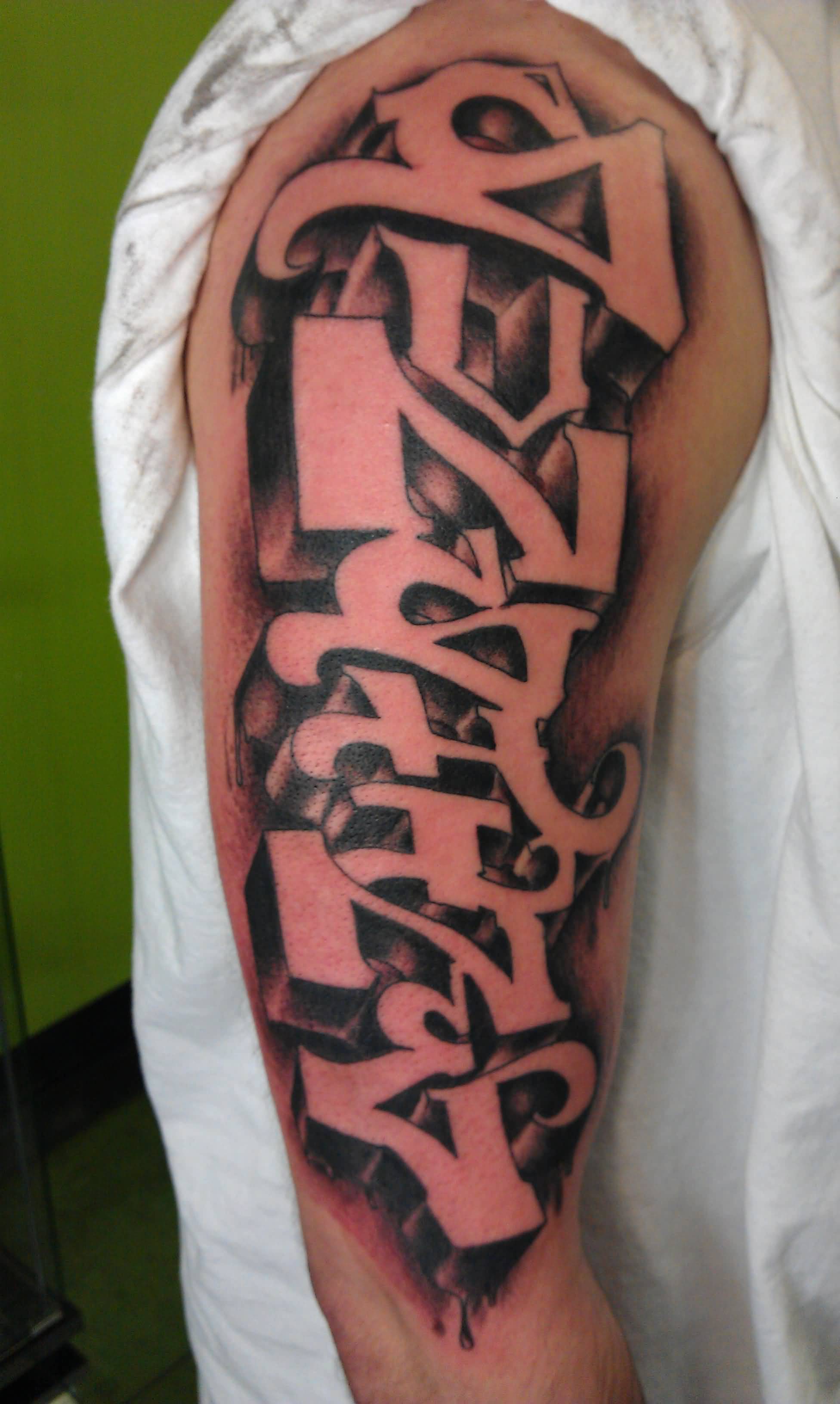 Right Sleeve Graffiti Tattoo For Men