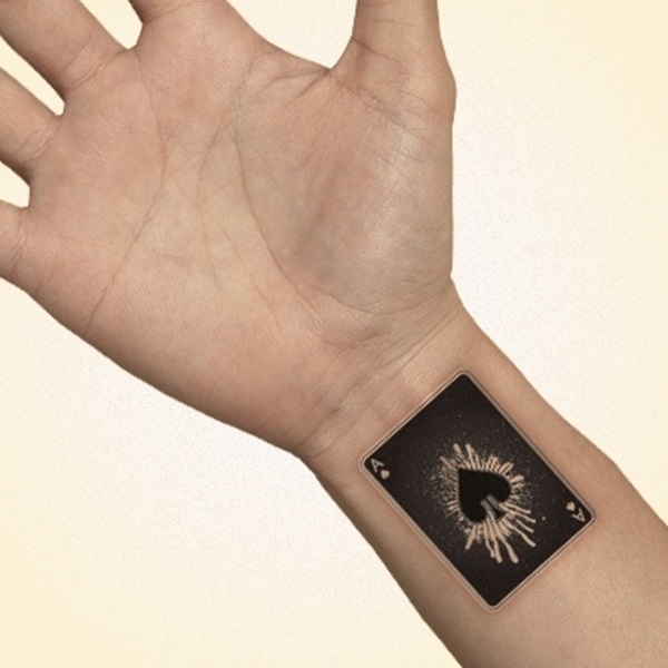 Silhouette Ace Of Spade Tattoo On Wrist
