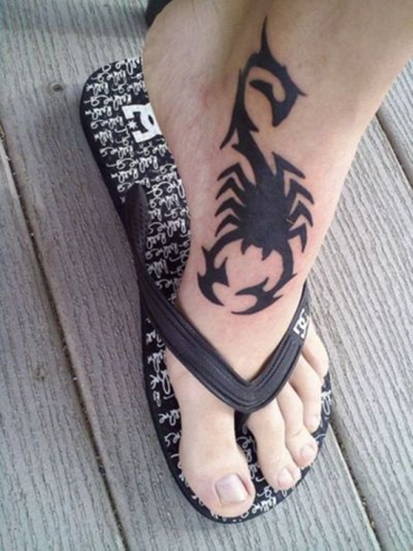 Silhouette Zodiac Scorpio Tattoo On Foot