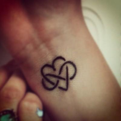 Small Infinity Love Heart Tattoo On Right Wrist