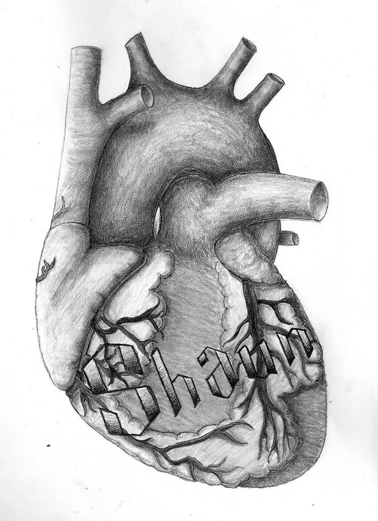 Tattoo your name on my heart – Real heart tattoo design