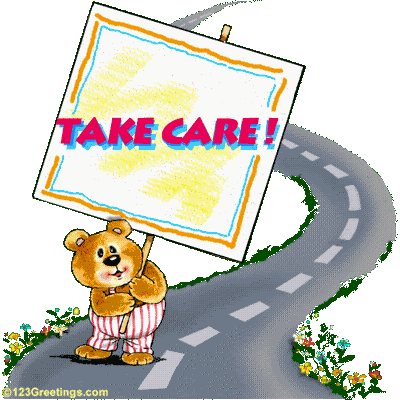 Teddy Bear With Take Care Signboard