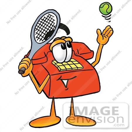 Telephone With Tennis Racket Funny Clipart