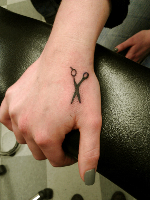 Tiny Scissor Tattoo On Hand