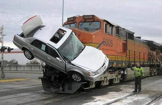 Train And Car Funny Accident