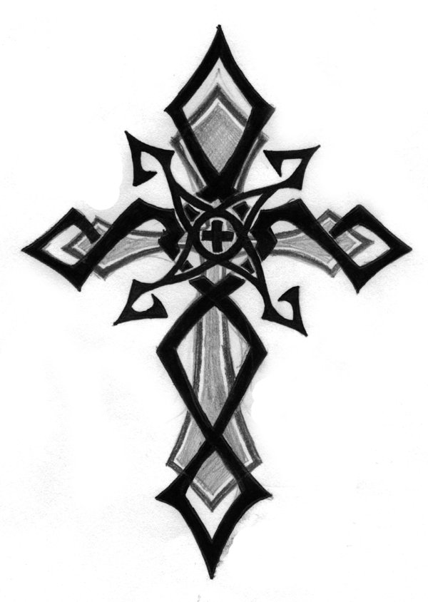 Tribal Cross Tattoo Design by Meredith Thompson