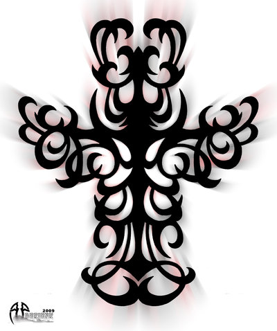 Tribal Cross Tattoo Design by Alan47