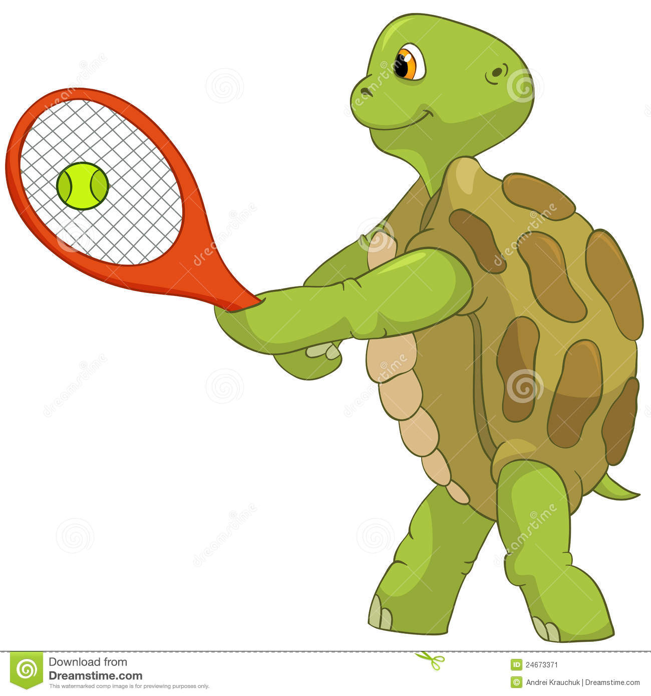 Turtle Playing Tennis Funny Clipart