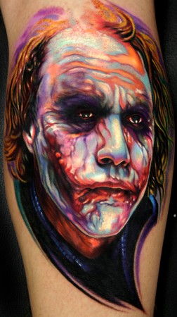 Watercolor Joker Face Tattoo Design