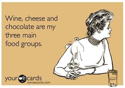 Wine Cheese And Are May Three Main Food Groups Funny Chocolate Ecard