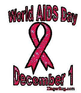 World Aids Day December 1 Ribbon Glitter