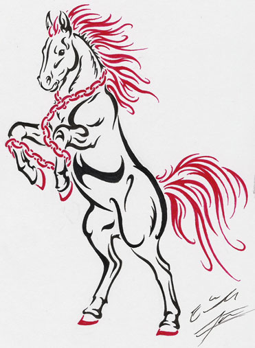 Black And Pink Horse Tattoo Stencil By Emmiina Jokinen
