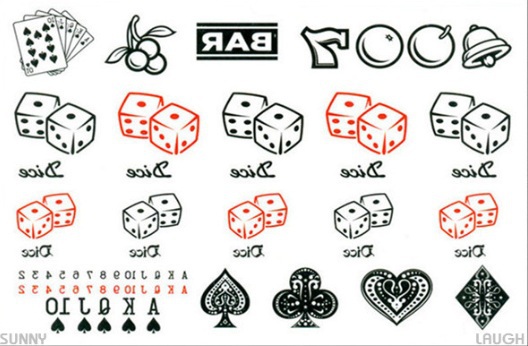 Black And Red Poker Dice Tattoo Flash