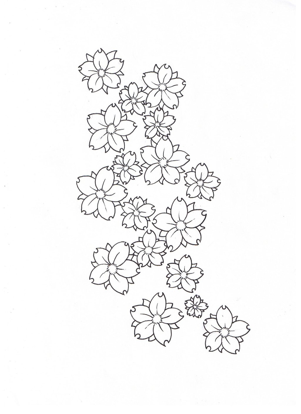 Black Cherry Blossom Flowers Tattoo Stencil By Alex Eff E Upsilon