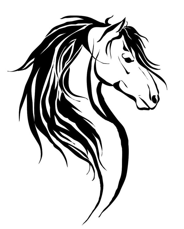 Black Horse Head Tattoo Stencil By Miia Tikkala