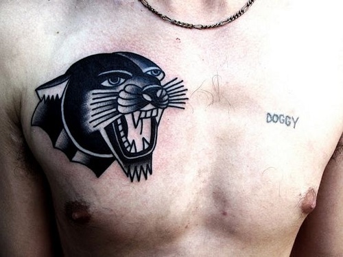 Read Complete Black Panther Head Tattoo On Man Chest By Eastrivertattoo