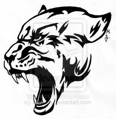 Black Panther Head Tattoo Stencil