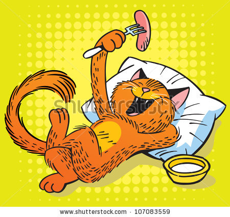 Cat On Bed Funny Eat Clipart