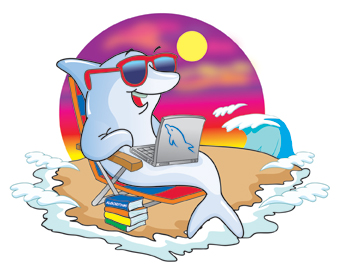 Dolphin Operating Laptop Funny Clipart