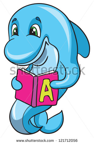 Dolphin Reading Book Funny Clipart