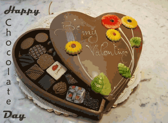 Happy Chocolate Day Be My Valentine Heart Box Picture
