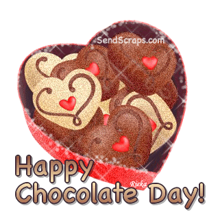 Happy Chocolate Day Heart Box Glitter Picture