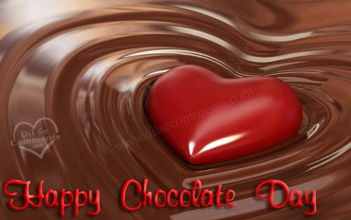 Happy Chocolate Day Red Heart In Chocolate