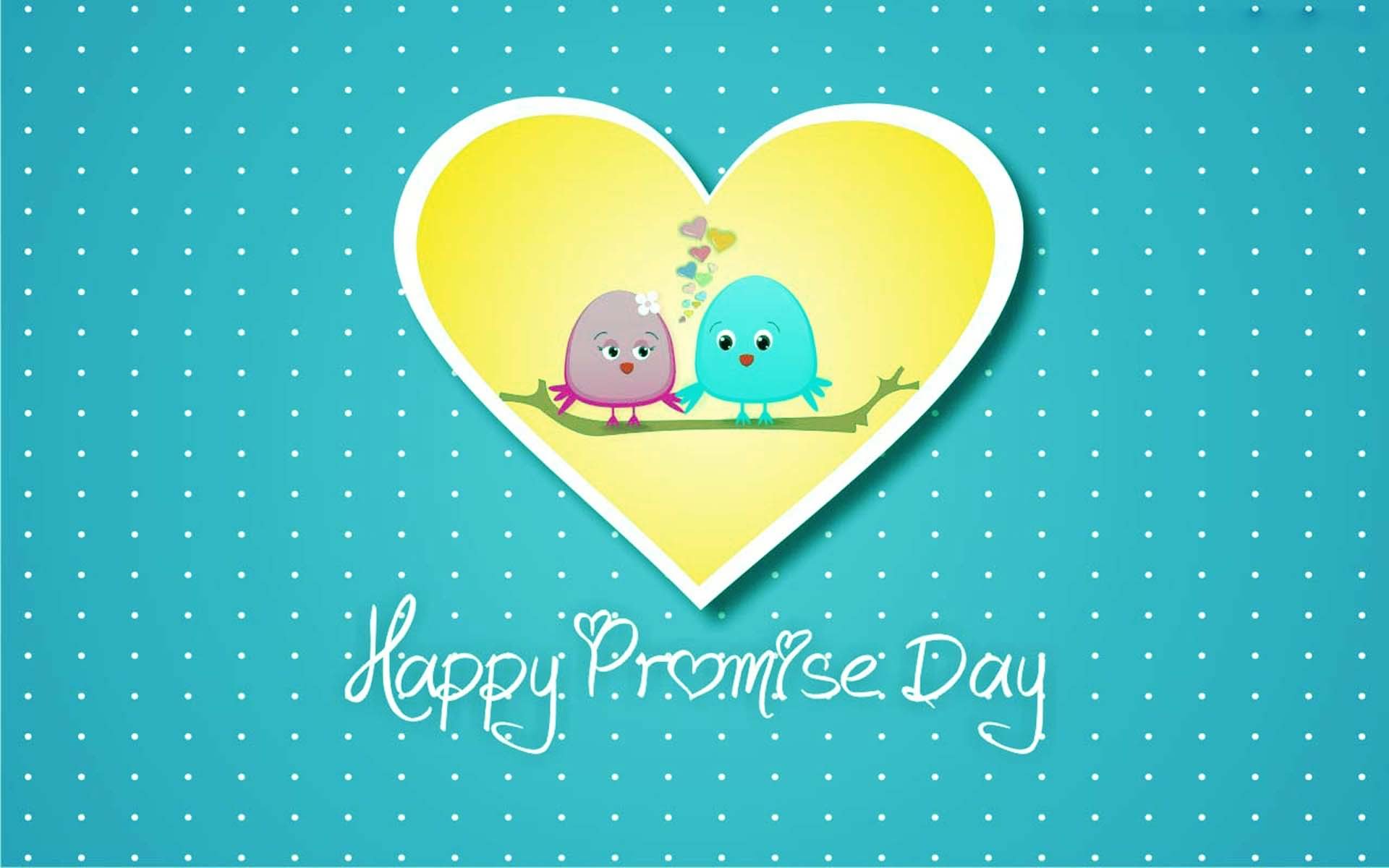Happy Promise Day Love Birds In Heart Wallpaper