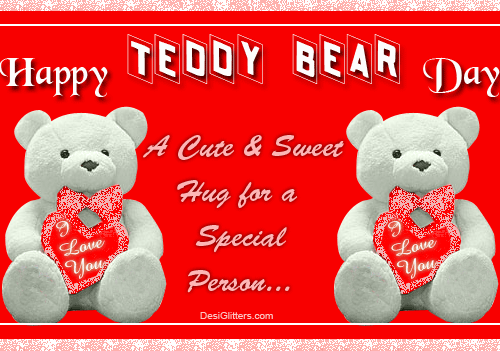 Happy Teddy Bear Day Glitter A Cute & Sweet Hug For A Special Person Glitter
