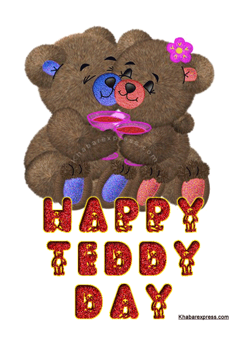 Happy Teddy Day Eye Blinking Animated Picture