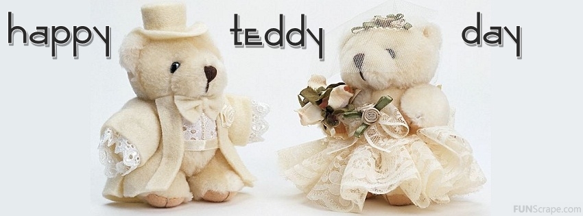 Happy Teddy Day Teddy Couple Facebook Cover Picture