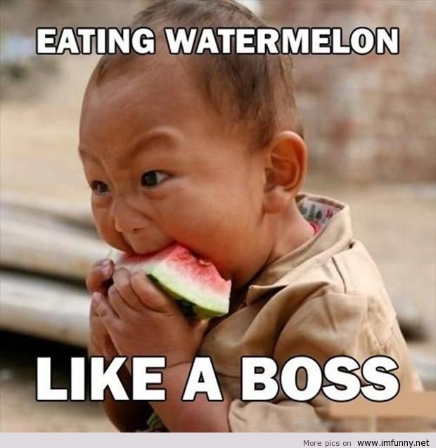 Kid Eating Watermelon Funny Image
