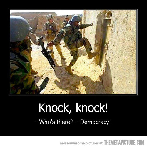 Knock Knock Who’s There Democracy Funny War Poster