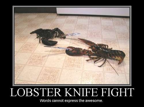 Lobster Knife Fight Funny War Poster
