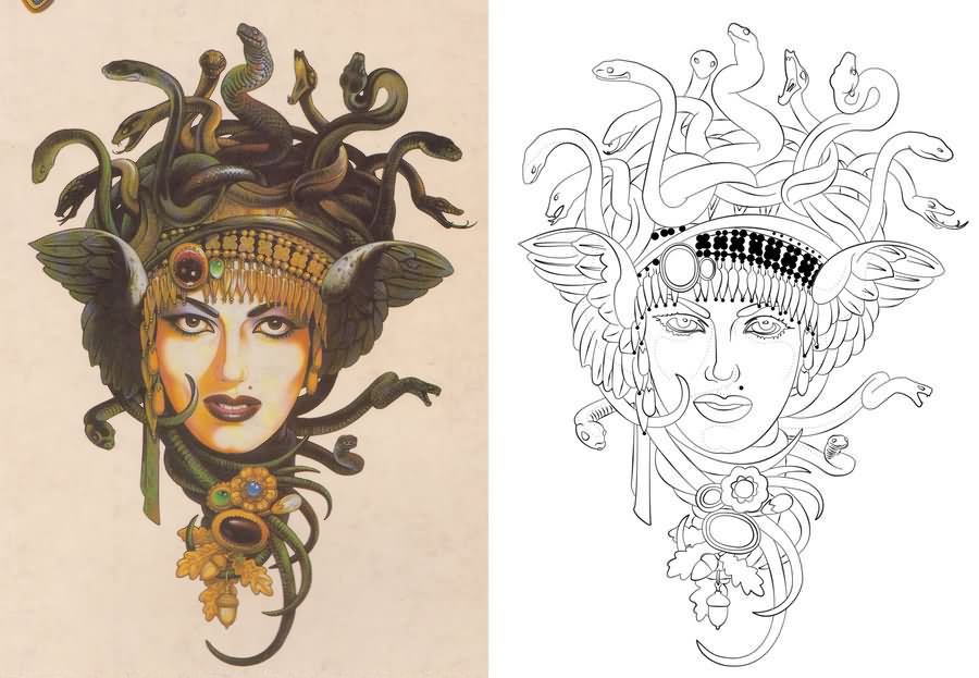 Medusa Tattoo Stencil By Lewis Carrington