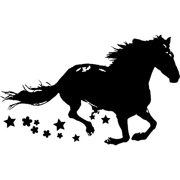 Silhouette Horse With Tiny Stars Tattoo Stencil