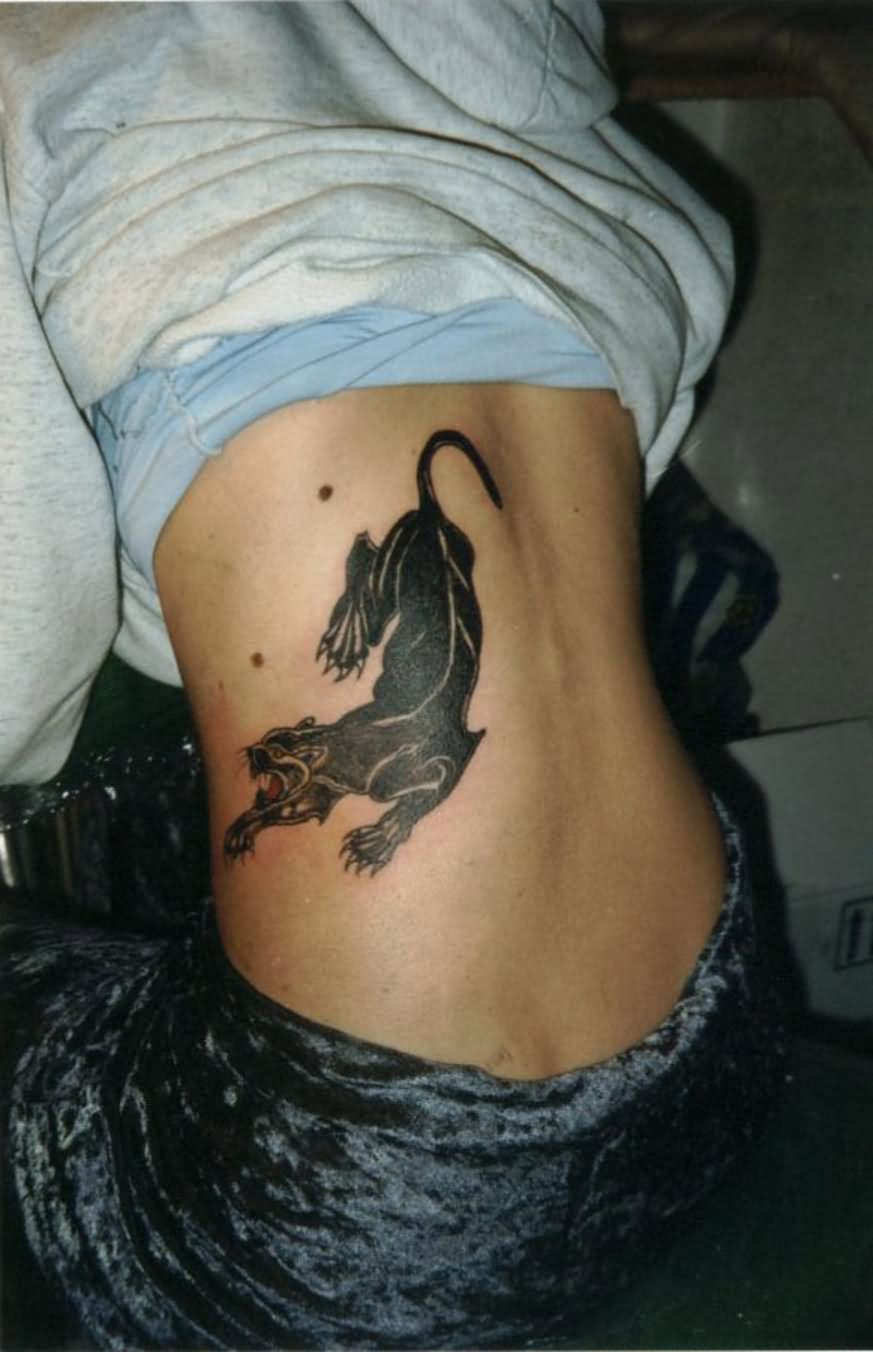 Silhouette Panther Tattoo On Back