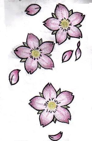 Three Cherry Blossom Tattoo Design By Ashley