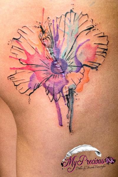 Watercolor Hibscus Tattoo Design By Amanda Remmington