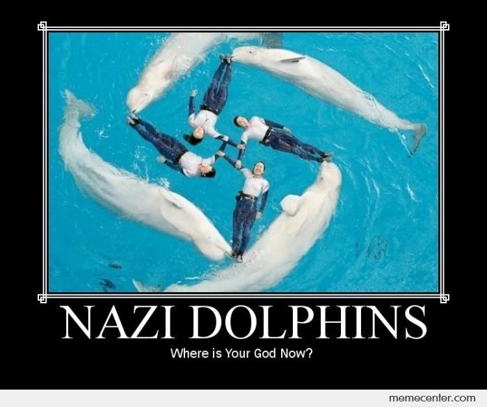 Where Is Your God Now Funny Dolphin Poster