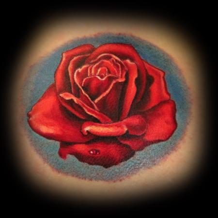 3D Red Rose Painting Tattoo Design