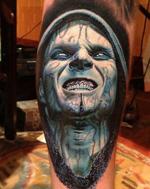 3D Scary Man Face Tattoo On Forearm