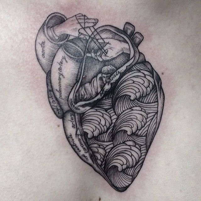 Amazing Black Heart Tattoo Design