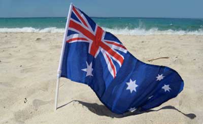 Australia Day Australian Flag On Beach