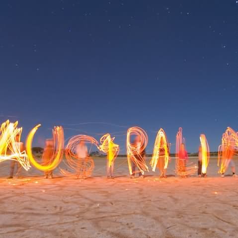 Australia Fire Text Happy Australia Day