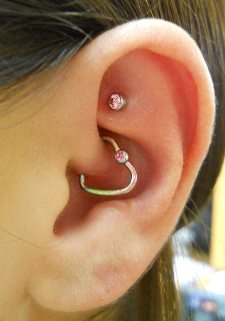 Beautiful Daith and Rook Piercing On Left Ear