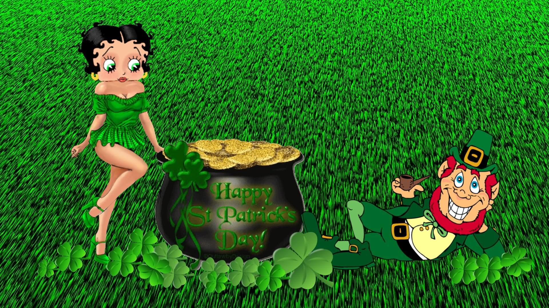 Betty Boop Wishes You Happy Saint Patrick's Day HD Wallpaper