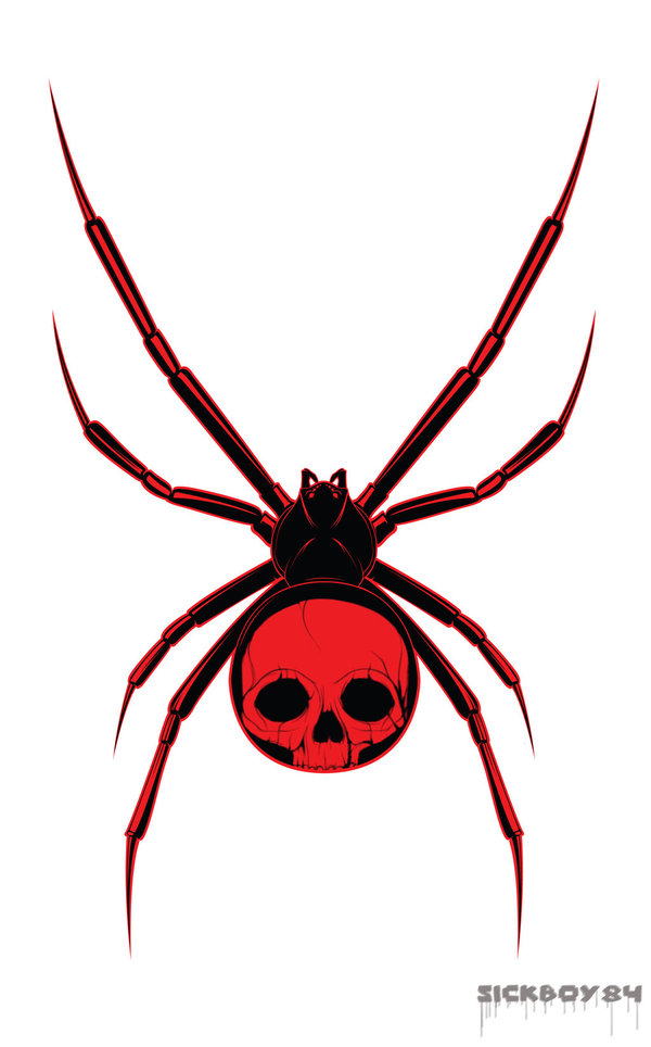 Black And Red Skull Spider Tattoo Design By Avr