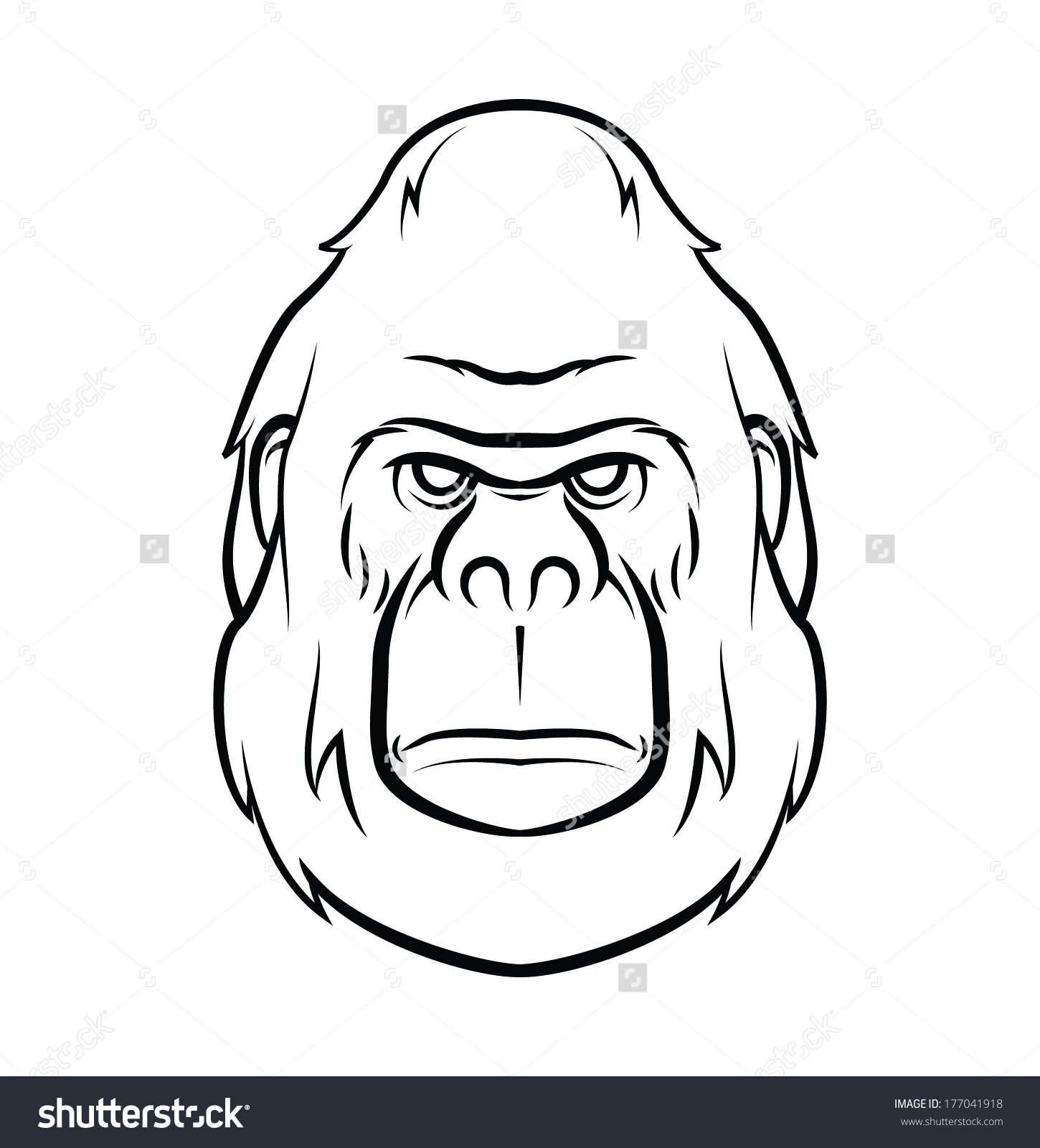 Black Gorilla Face Tattoo Stencil