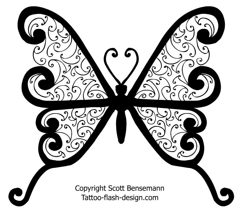 Black Maori Butterfly Tattoo Design